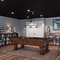 Rec room with Smooth Pro panels in black